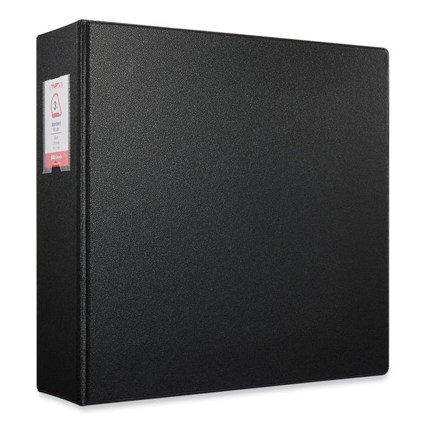 Universal® Deluxe Non-View D-Ring Binder with Label Holder, 3 Rings, 3" Capacity, 11 x 8.5, Black (UNV20791)