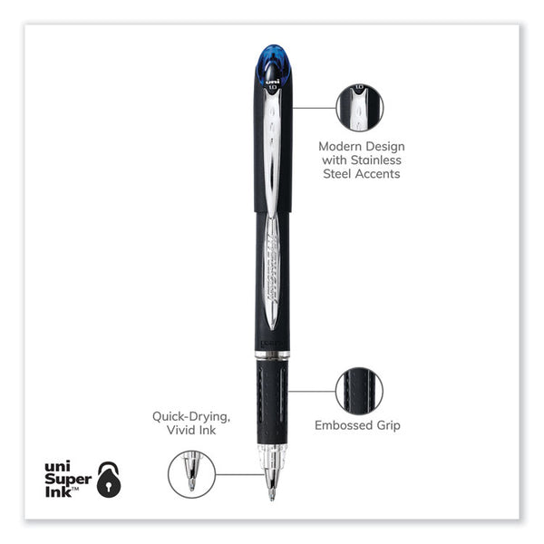 uniball® Jetstream Stick Hybrid Gel Pen, Bold 1 mm, Blue Ink, Black/Silver/Blue Barrel (UBC33922) Each