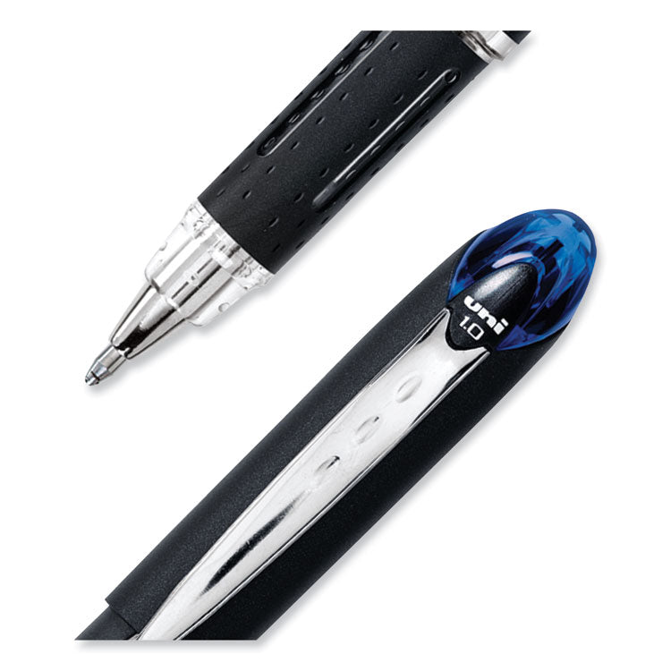 uniball® Jetstream Stick Hybrid Gel Pen, Bold 1 mm, Blue Ink, Black/Silver/Blue Barrel (UBC33922) Each