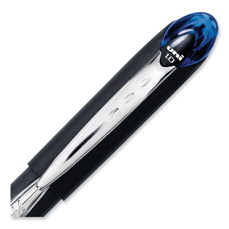 uniball® Jetstream Stick Hybrid Gel Pen, Bold 1 mm, Blue Ink, Black/Silver/Blue Barrel (UBC33922) Each
