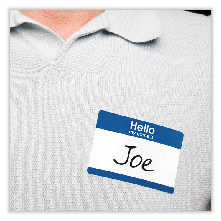 Avery® Printable Adhesive Name Badges, 3.38 x 2.33, Blue "Hello", 100/Pack (AVE5141)