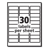 PRES-a-ply® Labels, Laser Printers, 1 x 2.63, White, 30/Sheet, 100 Sheets/Box (AVE30600) Box of 3000