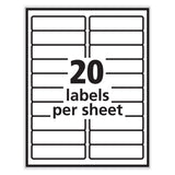 PRES-a-ply® Labels, Laser Printers, 1 x 4, White, 20/Sheet, 100 Sheets/Box (AVE30601) Box of 2000