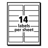 PRES-a-ply® Labels, Laser Printers, 1.33 x 4, White, 14/Sheet, 100 Sheets/Box (AVE30602) Box of 1400