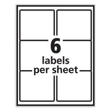 PRES-a-ply® Labels, Laser Printers, 3.33 x 4, White, 6/Sheet, 100 Sheets/Box (AVE30604) Box of 600