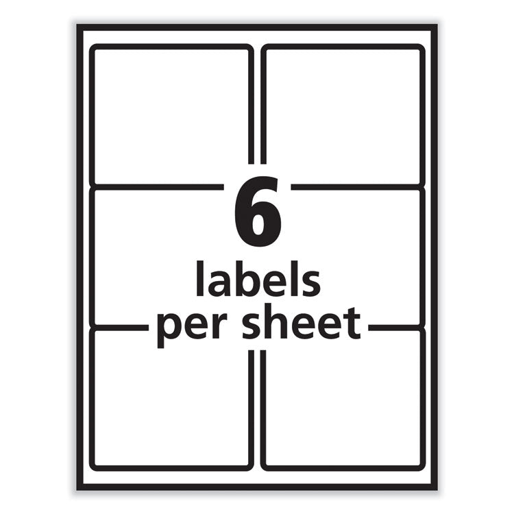 PRES-a-ply® Labels, Laser Printers, 3.33 x 4, White, 6/Sheet, 100 Sheets/Box (AVE30604) Box of 600