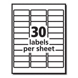 PRES-a-ply® Labels, Laser Printers, 1 x 2.63, White, 30/Sheet, 250 Sheets/Box (AVE30606) Box of 7500