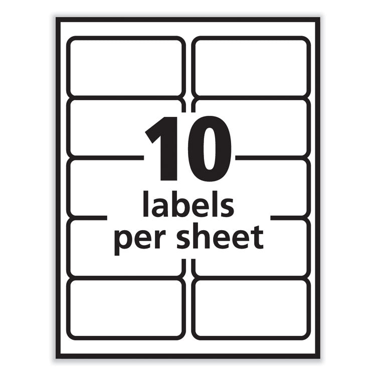 PRES-a-ply® Labels, Laser Printers, 2 x 4, White, 10/Sheet, 250 Sheets/Box (AVE30609)