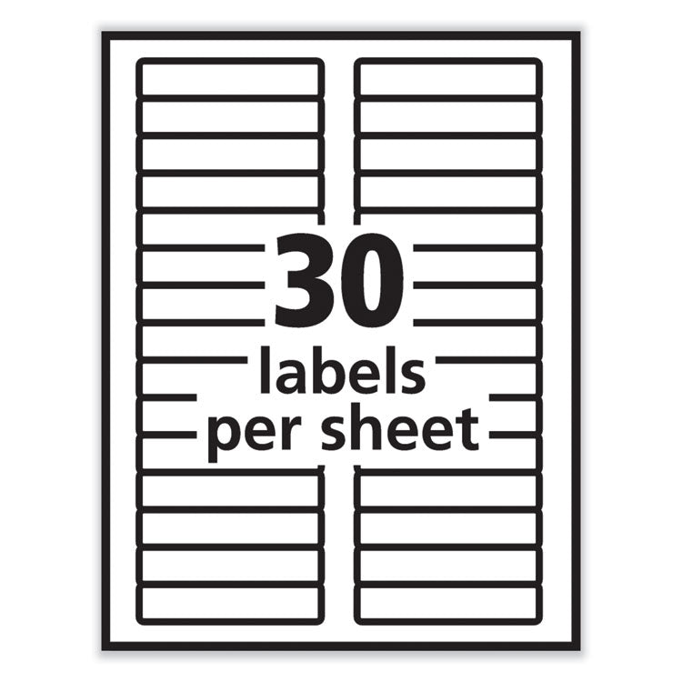 PRES-a-ply® Labels, 0.66 x 3.44, White, 30/Sheet, 50 Sheets/Box (AVE30632) Box of 1500