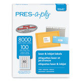 PRES-a-ply® Labels, Inkjet/Laser Printers, 0.5 x 1.75, White, 80/Sheet, 100 Sheets/Pack (AVE30640) Each