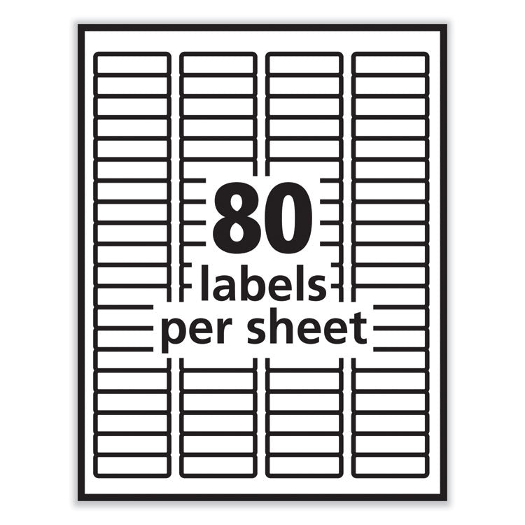 PRES-a-ply® Labels, Inkjet/Laser Printers, 0.5 x 1.75, White, 80/Sheet, 100 Sheets/Pack (AVE30640) Each