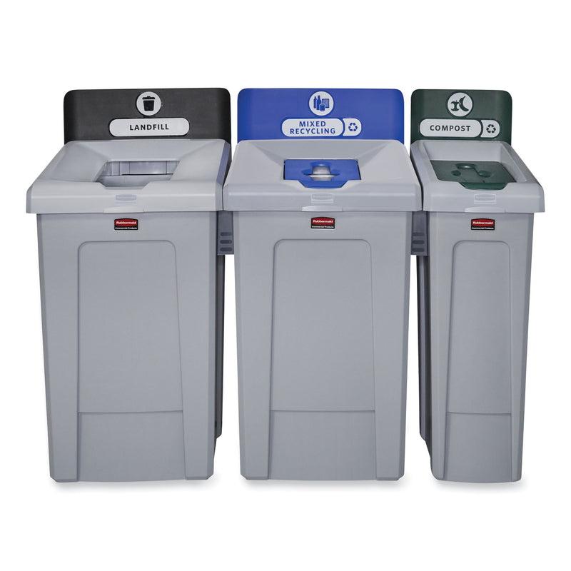 Rubbermaid Slim Jim Recycling Station 1-Stream, Mixed Recycling Station, 33 gal, Resin, Gray (RCP2171557) Each