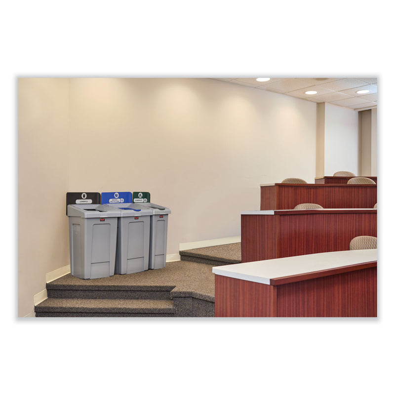 Rubbermaid Slim Jim Recycling Station 1-Stream, Mixed Recycling Station, 33 gal, Resin, Gray (RCP2171557) Each