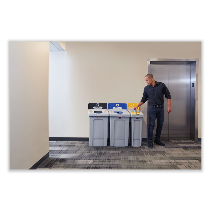 Rubbermaid Slim Jim Recycling Station 1-Stream, Mixed Recycling Station, 33 gal, Resin, Gray (RCP2171557) Each