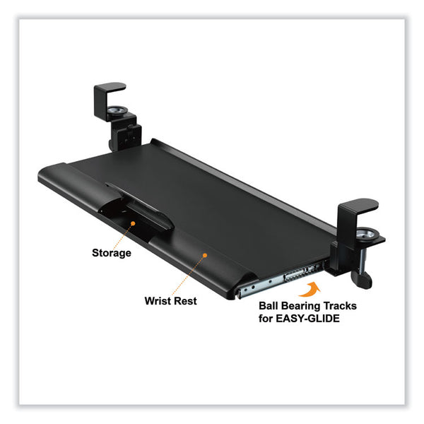Kantek Desk Clamp Five-Position Tilting Keyboard Tray, 26.8" x 11.1, Black (KTKKT175) Each