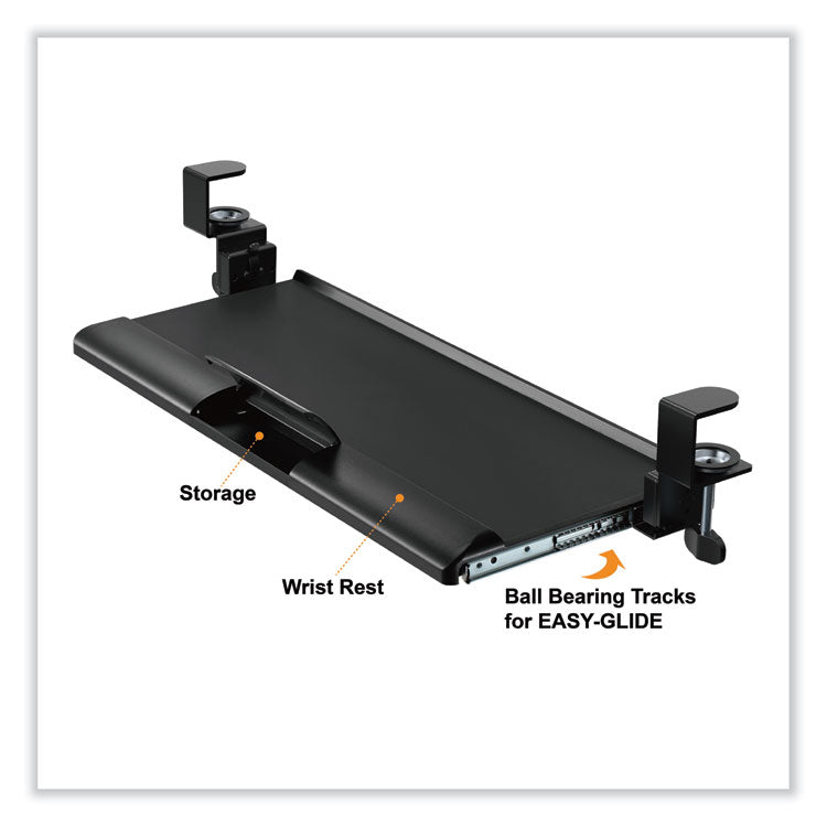 Kantek Desk Clamp Five-Position Tilting Keyboard Tray, 26.8" x 11.1, Black (KTKKT175) Each