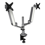 Kantek Multi-Directional Dual Monitor Arm, For 30" Monitors, 360 Deg Rotation, 105 Deg Tilt, 360 Deg Pan, Silver/WH, Supports 20 lbs (KTKMA320) Each