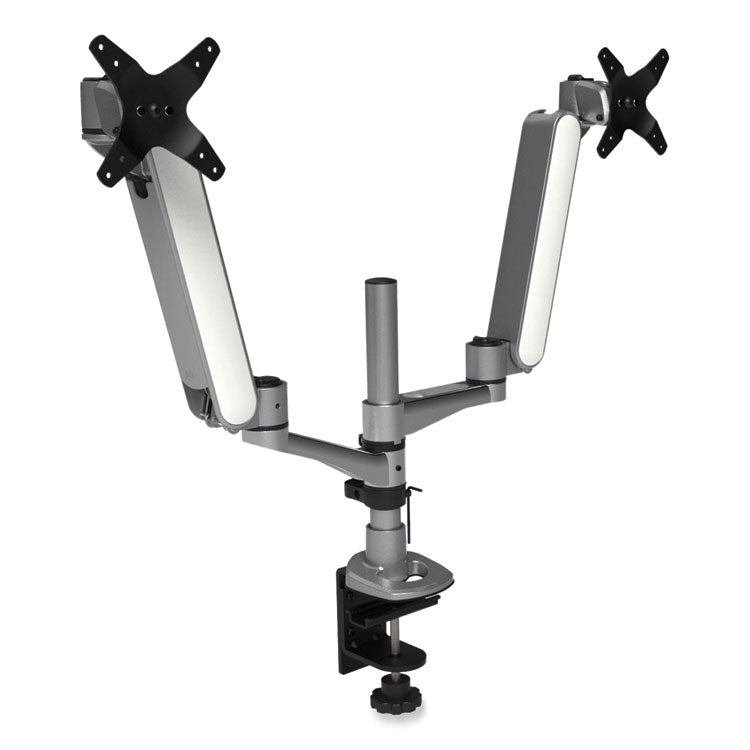Kantek Multi-Directional Dual Monitor Arm, For 30" Monitors, 360 Deg Rotation, 105 Deg Tilt, 360 Deg Pan, Silver/WH, Supports 20 lbs (KTKMA320) Each