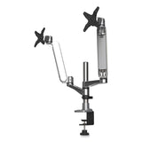 Kantek Multi-Directional Dual Monitor Arm, For 30" Monitors, 360 Deg Rotation, 105 Deg Tilt, 360 Deg Pan, Silver/WH, Supports 20 lbs (KTKMA320) Each