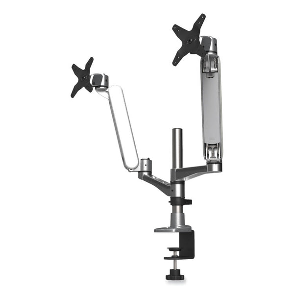 Kantek Multi-Directional Dual Monitor Arm, For 30" Monitors, 360 Deg Rotation, 105 Deg Tilt, 360 Deg Pan, Silver/WH, Supports 20 lbs (KTKMA320) Each
