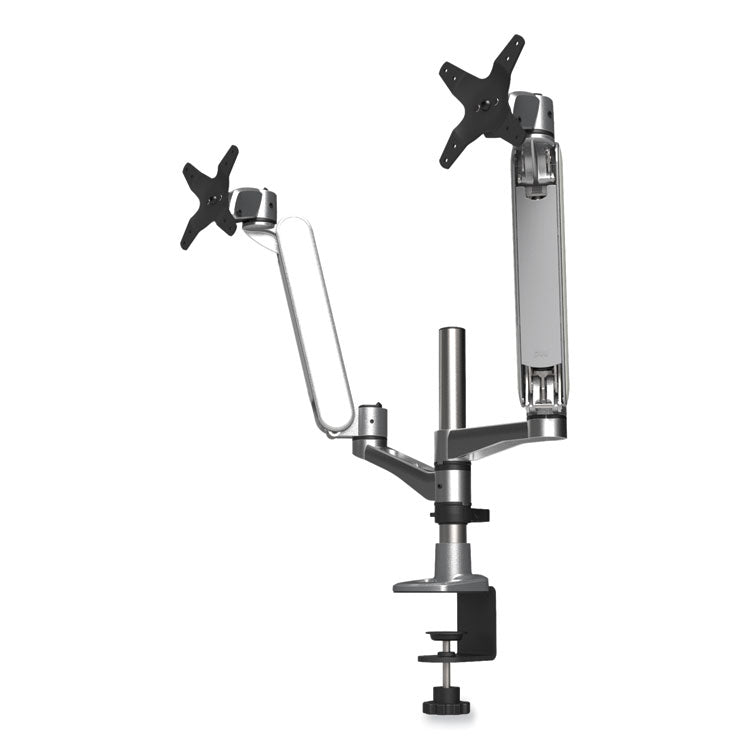 Kantek Multi-Directional Dual Monitor Arm, For 30" Monitors, 360 Deg Rotation, 105 Deg Tilt, 360 Deg Pan, Silver/WH, Supports 20 lbs (KTKMA320) Each