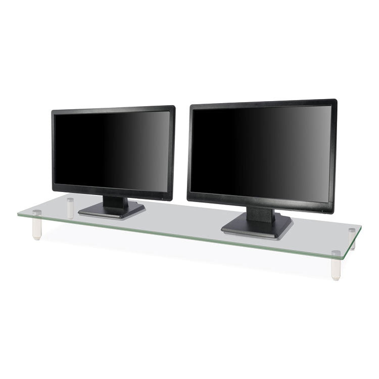 Kantek Extra Wide Glass Monitor Riser, 39.4" x 10.2" x 3.25", Clear, Supports 60 lbs (KTKMS380) Each