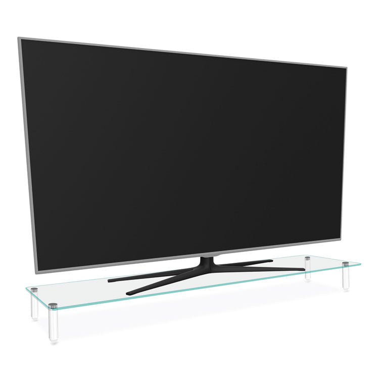 Kantek Extra Wide Glass Monitor Riser, 39.4" x 10.2" x 3.25", Clear, Supports 60 lbs (KTKMS380) Each