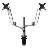 Kantek Multi-Directional Dual Monitor Arm, For 30" Monitors, 360 Deg Rotation, 105 Deg Tilt, 360 Deg Pan, Silver/WH, Supports 20 lbs (KTKMA320) Each