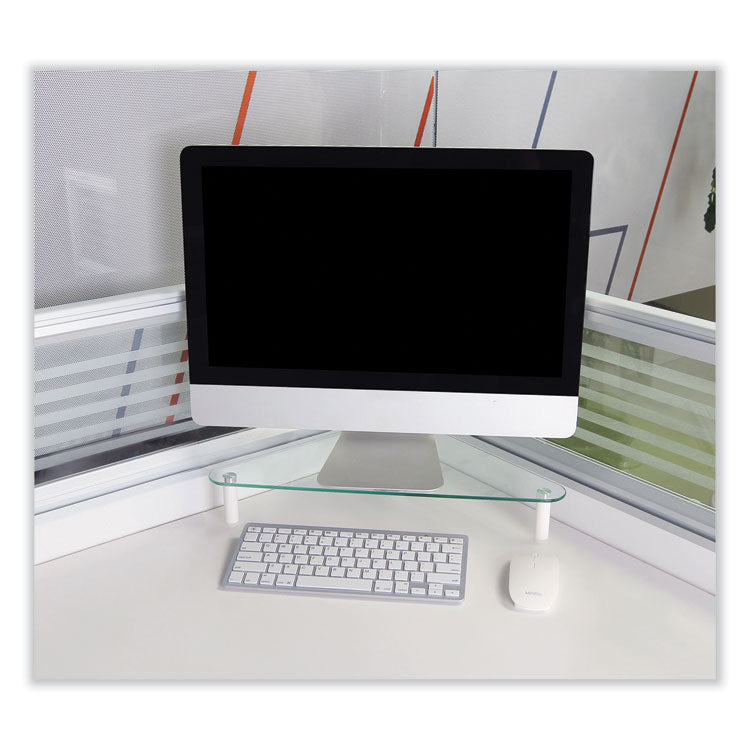 Kantek Glass Corner Monitor Riser, 19.7" x 11" x  3.25", Clear, Supports 40 lbs (KTKMS390) Each