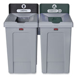 Rubbermaid® Commercial Slim Jim Recycling Station 1-Stream, Compost Collection Station, 33 gal, Resin, Gray (RCP2171555) Each