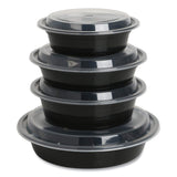 GEN Food Container with Lid, 32 oz, 7.28 x 7.28 x 2.55, Black/Clear, Plastic, 150/Carton (GENTORND32) Case of 150