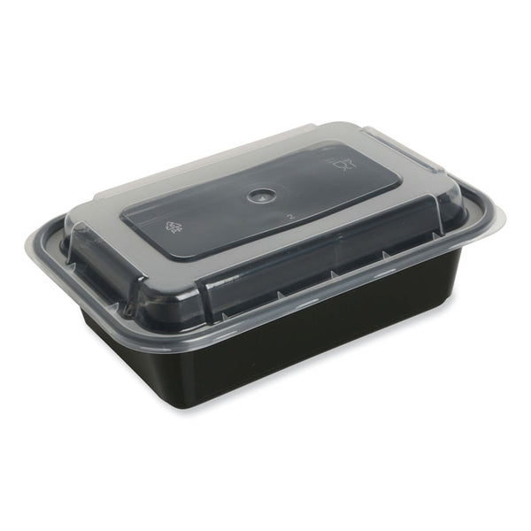 GEN Food Container with Lid, 16 oz, 7.48 x 5.03 x 2.04, Black/Clear, Plastic, 150/Carton (GENTORECT16)