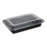 GEN Food Container with Lid, 28 oz, 8.81 x 6.02 x 2.04, Black/Clear, Plastic, 150/Carton (GENTORECT28) Case of 150