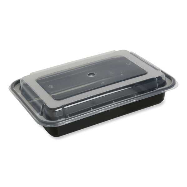 GEN Food Container with Lid, 32 oz, 8.81 x 6.02 x 2.24, Black/Clear, Plastic, 150/Carton (GENTORECT32)