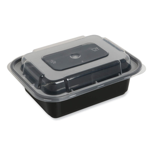 GEN Food Container with Lid, 12 oz, 5.78 x 4.52 x 2.24, Black/Clear, Plastic, 150/Carton (GENTORECT12)