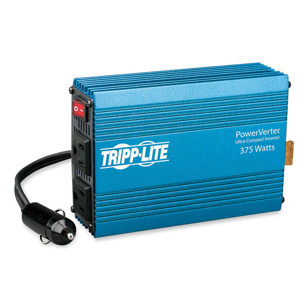 Tripp Lite PowerVerter Ultra-Compact Car Inverter, 375 W, 12 V Input/120 V Output, 2 AC Outlets (TRPPV375)