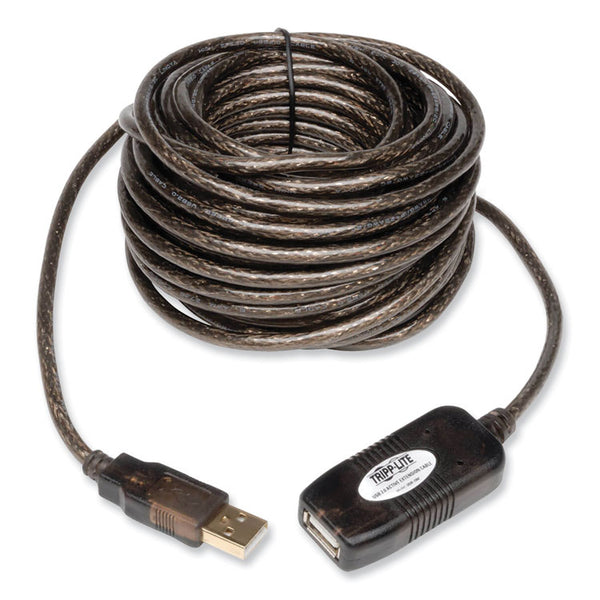 Tripp Lite USB 2.0 Active Extension Cable, A to A (M/F), 16 ft, Black (TRPU026016) Each