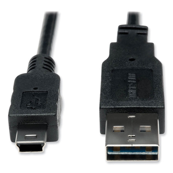 Tripp Lite Universal Reversible USB 2.0 Cable, Reversible A to 5-Pin Mini B (M/M), 6 ft, Black (TRPUR030006) Each