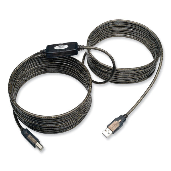 Tripp Lite USB 2.0 Active Repeater Cable, A to B (M/M), 25 ft, Black (TRPU042025)