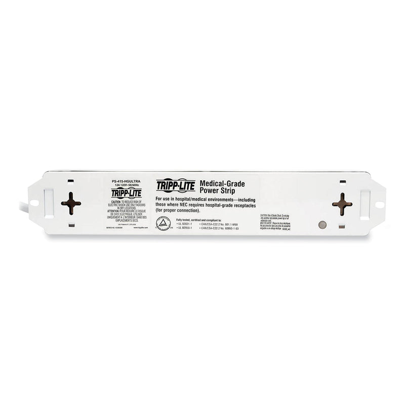 Tripp Lite Medical-Grade Power Strip for Patient-Care Vicinity, 4 Outlets, 6 ft Cord, White (TRPPS406HGULTRA) Each