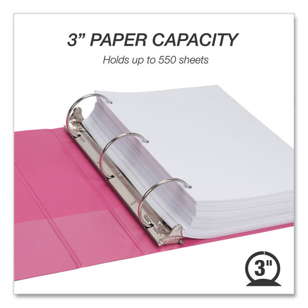 Samsill® Earth's Choice Plant-Based Economy Round Ring View Binders, 3 Rings, 3" Capacity, 11 x 8.5, Pink, 2/Pack (SAMU86876)