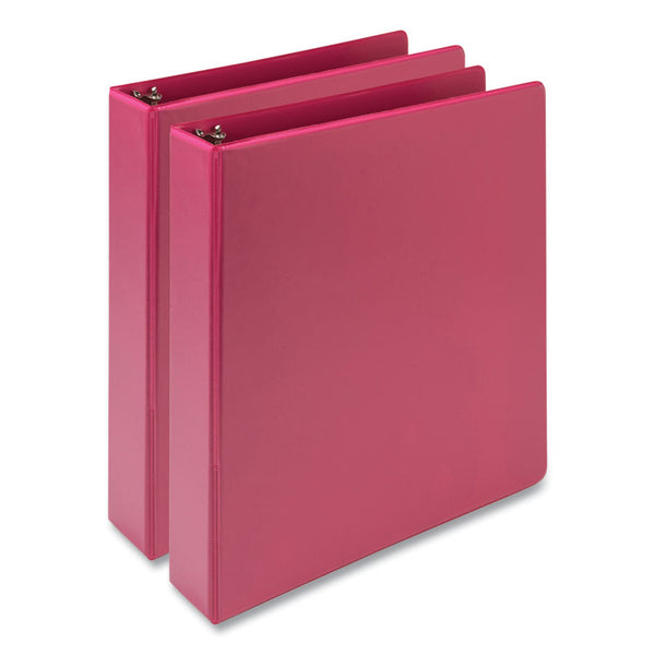 Samsill® Earth's Choice Plant-Based Economy Round Ring View Binders, 3 Rings, 1.5" Capacity, 11 x 8.5, Pink, 2/Pack (SAMMP286576)