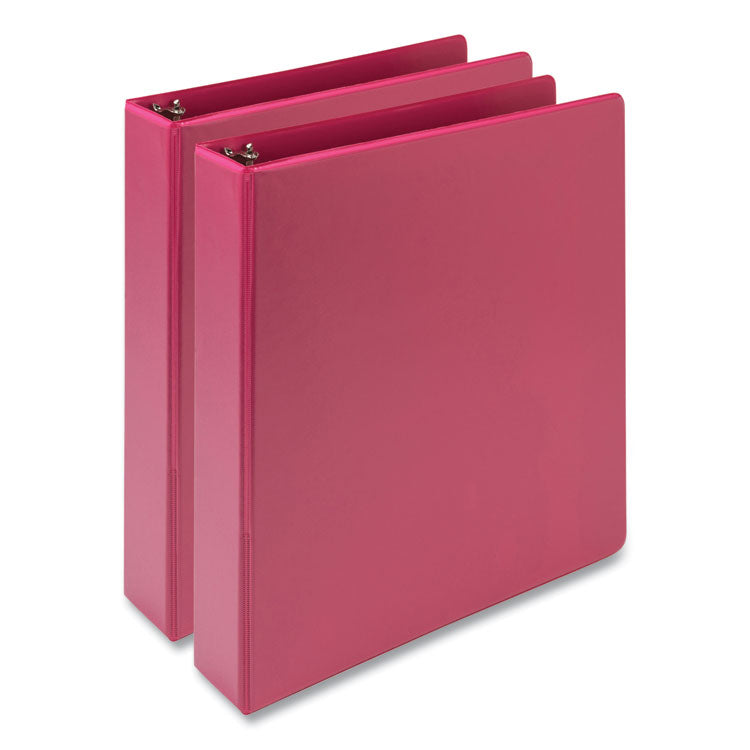 Samsill® Earth's Choice Plant-Based Economy Round Ring View Binders, 3 Rings, 1.5" Capacity, 11 x 8.5, Pink, 2/Pack (SAMMP286576)