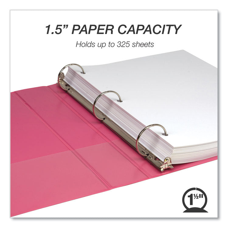 Samsill® Earth's Choice Plant-Based Economy Round Ring View Binders, 3 Rings, 1.5" Capacity, 11 x 8.5, Pink, 2/Pack (SAMMP286576)