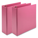 Samsill® Earth's Choice Plant-Based Economy Round Ring View Binders, 3 Rings, 3" Capacity, 11 x 8.5, Pink, 2/Pack (SAMU86876)