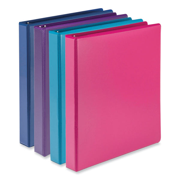 Samsill® Durable D-Ring View Binders, 3 Rings, 1" Capacity, 11 x 8.5, Blueberry/Blue Coconut/Dragonfruit/Purple, 4/Pack (SAMMP46439)