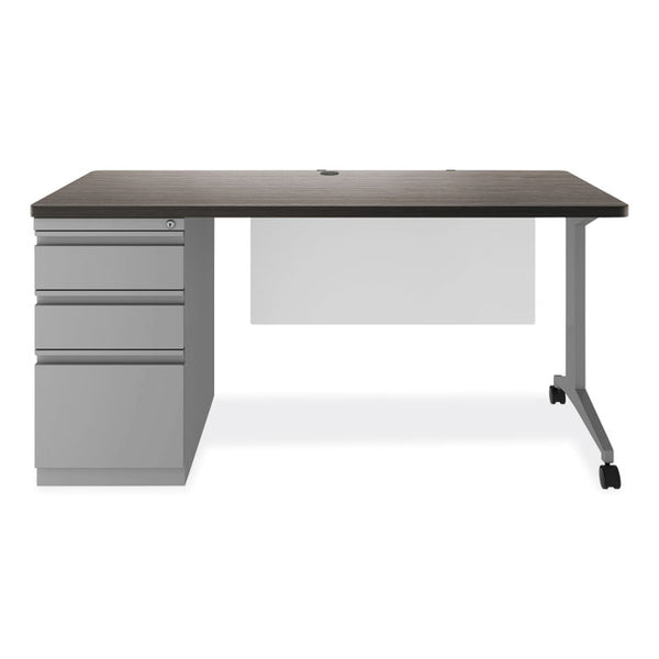 Hirsh Industries® Modern Teacher Series Left Pedestal Desk, 60" x 24" x 28.75", Charcoal/Silver (HID25642)