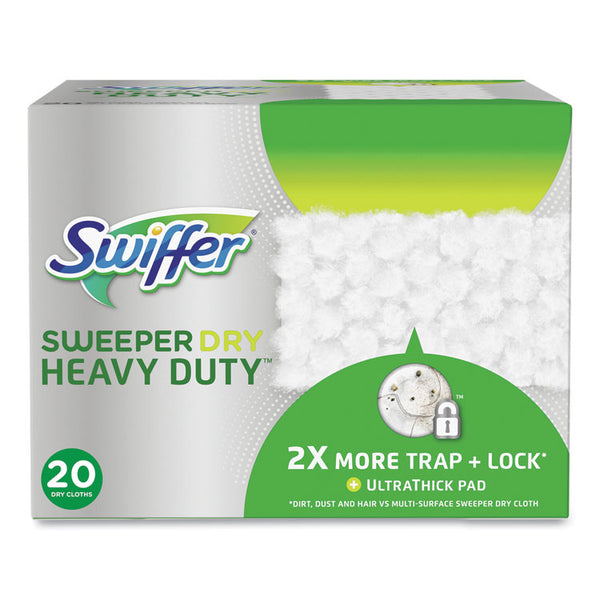 Swiffer® Heavy-Duty Dry Refill Cloths, 10.3 x 7.8, White, 20/Pack, 4 Packs/Carton (PGC77197)