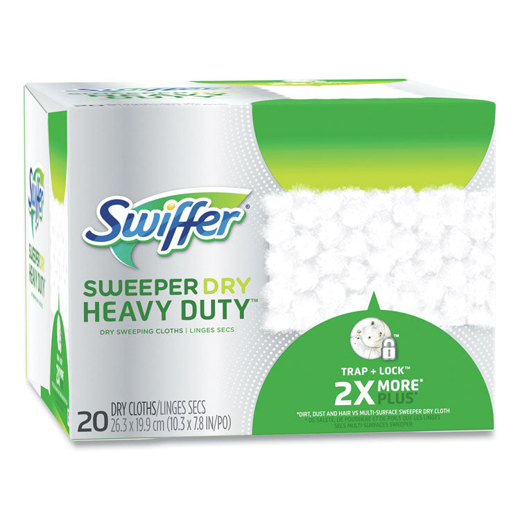 Swiffer® Heavy-Duty Dry Refill Cloths, 10.3 x 7.8, White, 20/Pack, 4 Packs/Carton (PGC77197)