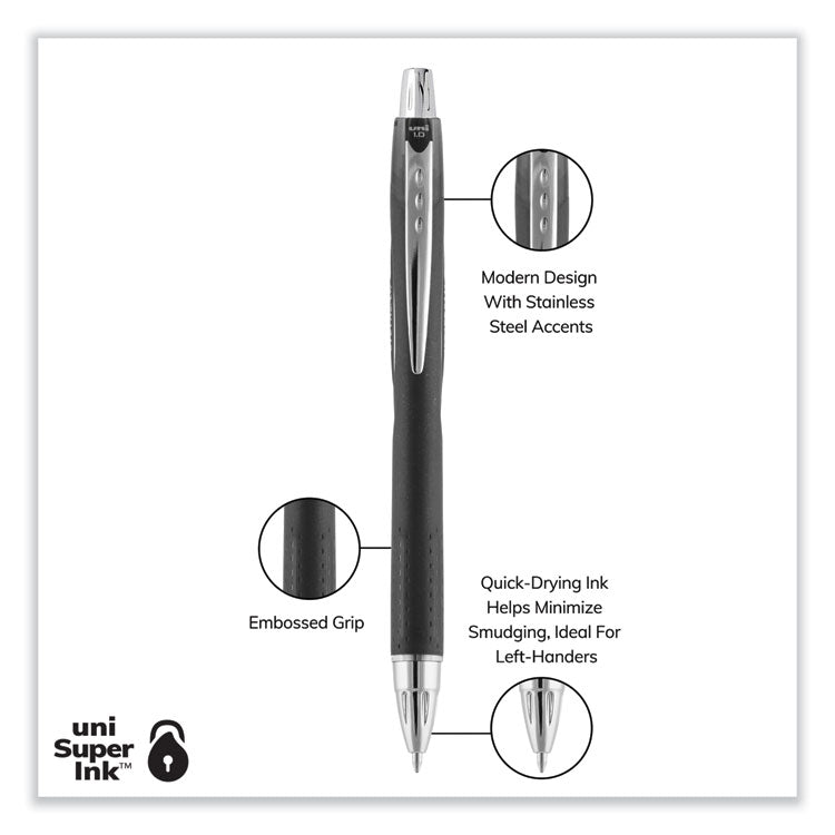 Jetstream Retractable Hybrid Gel Pen, Bold 1 mm, Black Ink, Black/Silver Barrel, Dozen (UBC73832) 1 Dozen